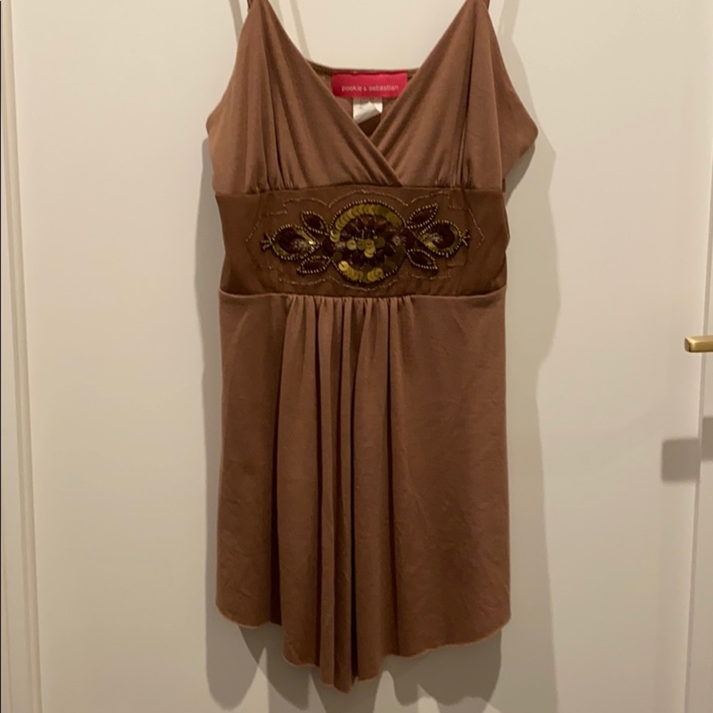 pookie & sebastian tank with sequins & beading